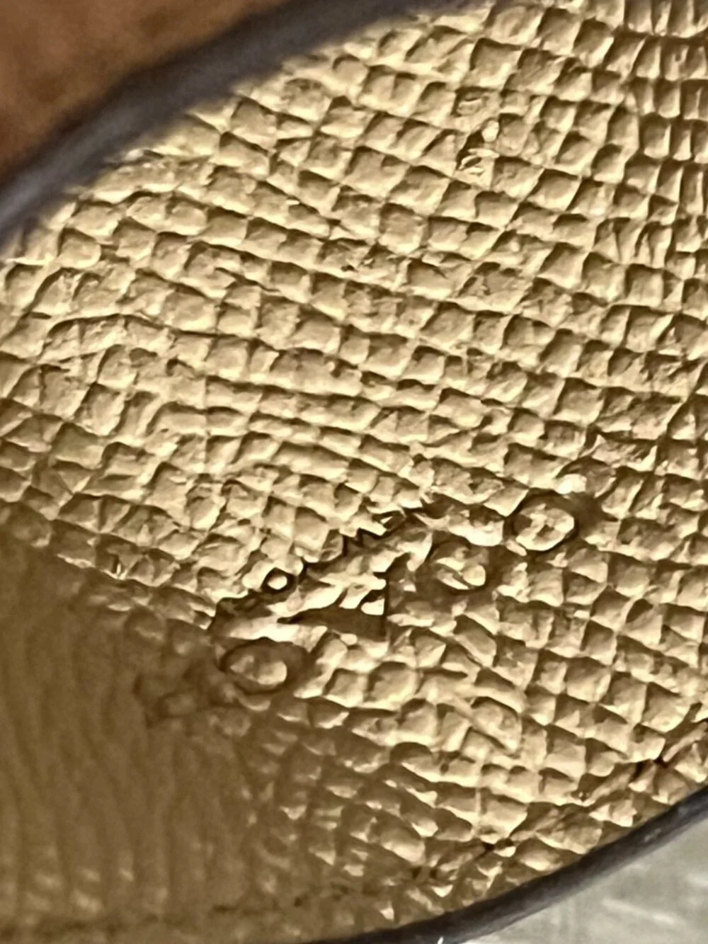COACH Beige/Yellow Slim Crossgrain Leather Card Case Wallet